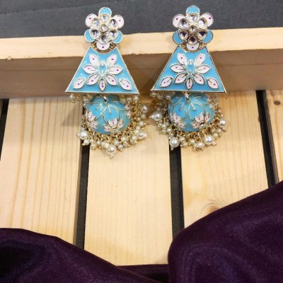BLUE MEENAKARI JHUMKI