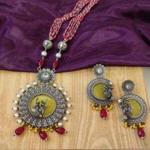 RADHA KRISHAN LONG NECKLACE SET(YELLOW)