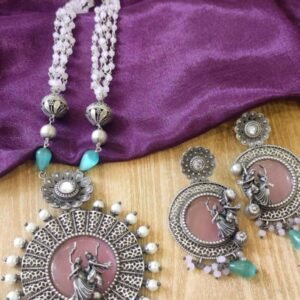 RADHA KRISHAN LONG NECKLACE SET(PINK)